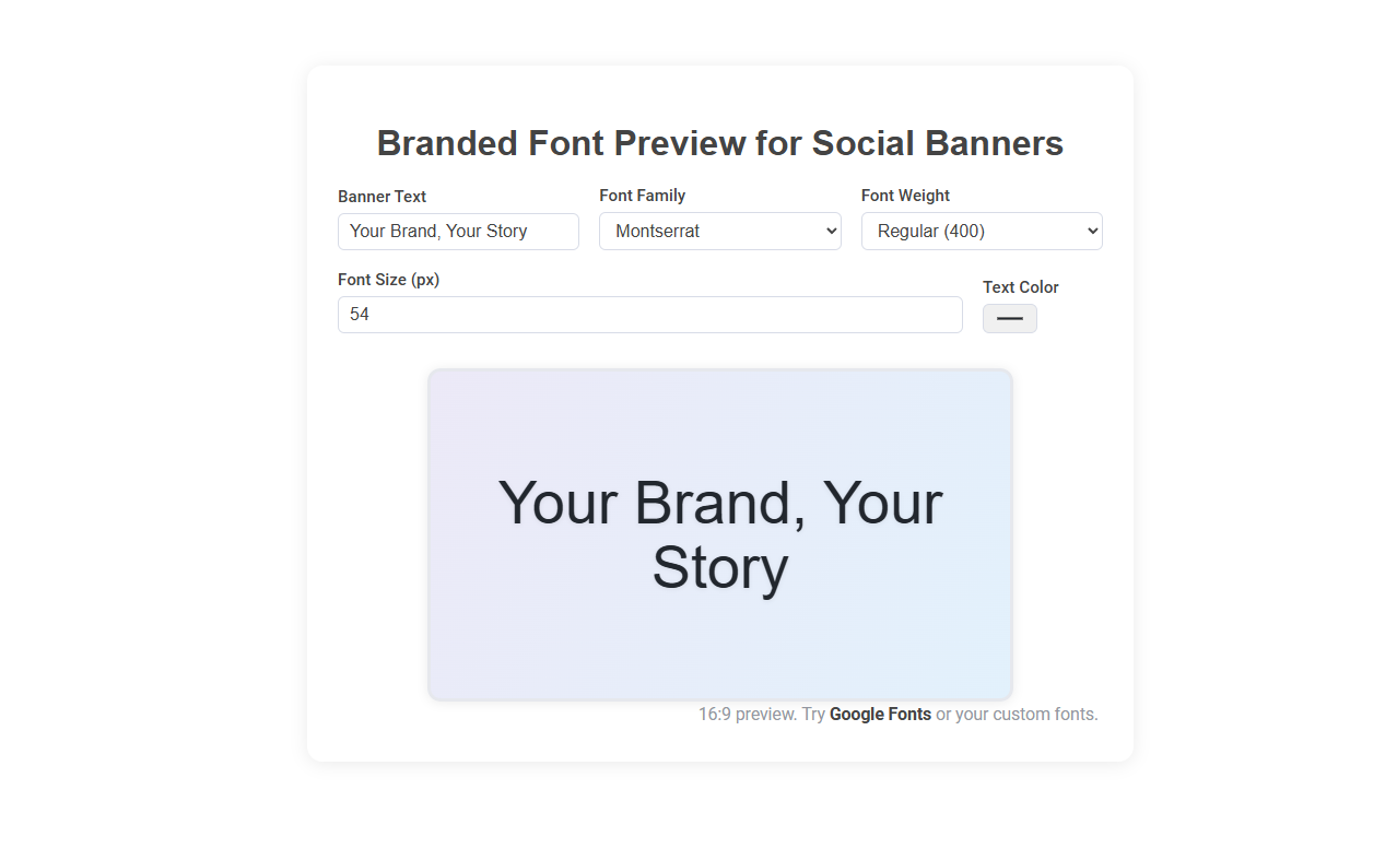 Free Online Tool for Branded Font Preview in Social Media Banners