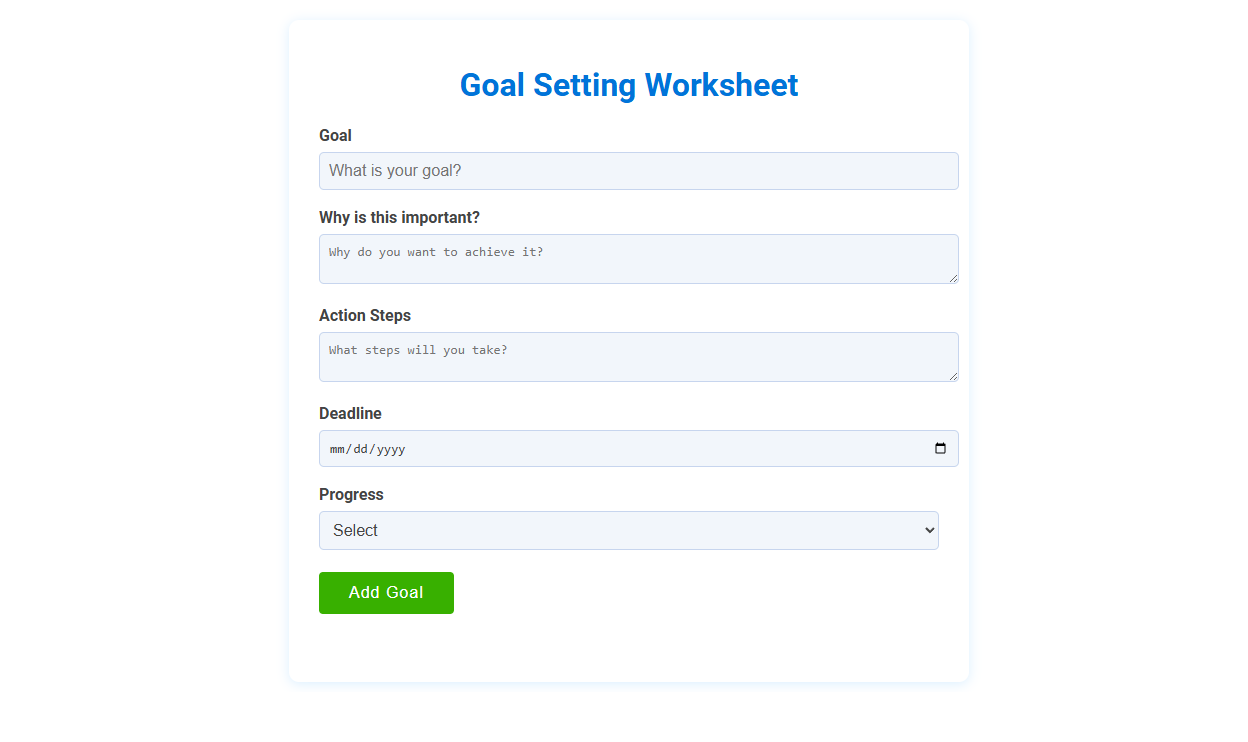 Free Online Tool for Therapist-Approved Goal Setting Worksheets