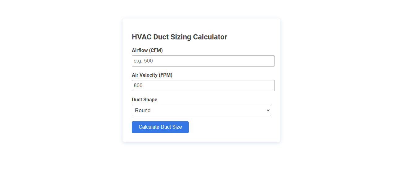 Accurate HVAC Duct Sizing with Free Online Tool for Engineers