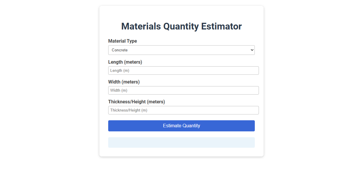Accurate Material Quantity Estimation Using a Free Online Tool for Architects