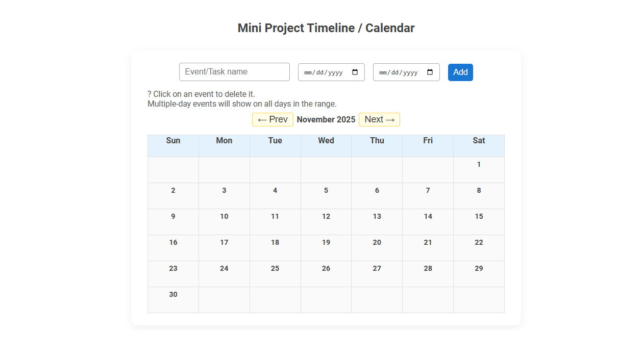 Free Online Tool for Visualizing Mini Project Timelines and Calendars in the Scheduler Category