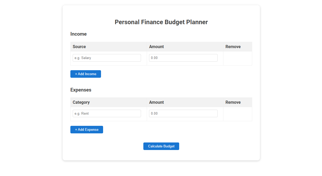 Free Online Tool for Managing Personal Finance Budget Planner