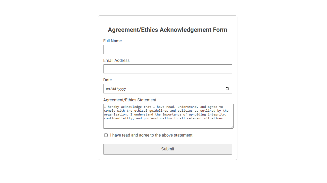 Free Online Tool for Creating Agreement and Ethics Acknowledgement Forms for Coaches