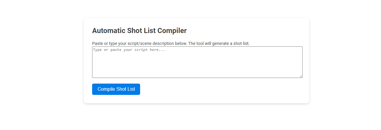 Free Online Tool for Automatic Shot List Compilation for Videographers