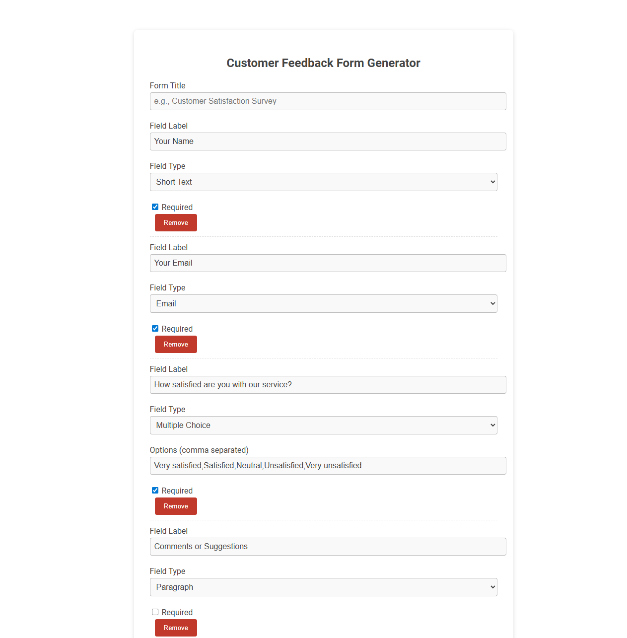 Free Online Tool for Creating Custom Customer Feedback Forms
