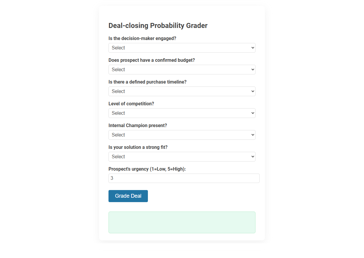 Boost Sales Accuracy with a Free Online Tool for Deal-Closing Probability Grading