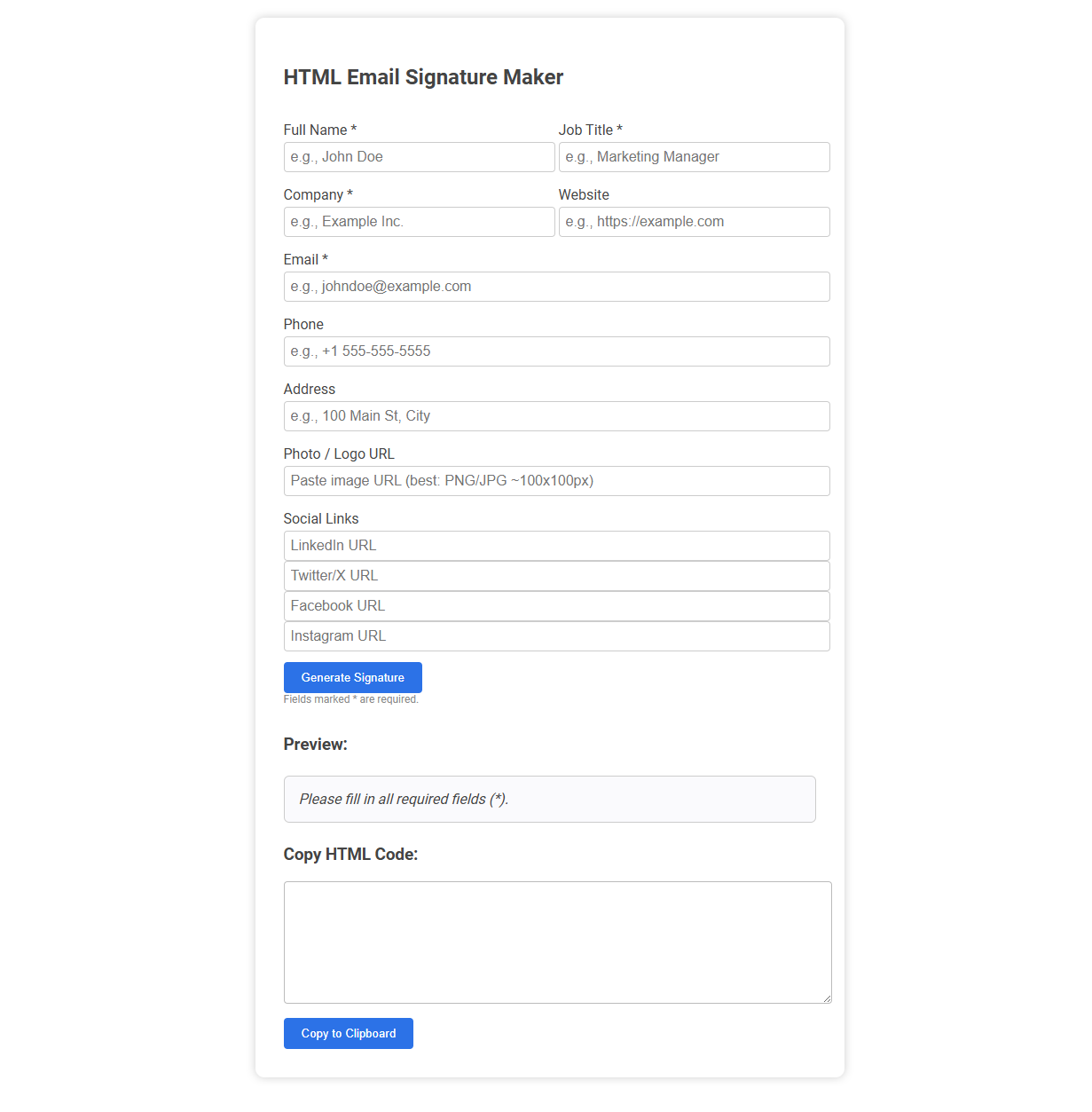 Free Online Tool for Creating Professional HTML Email Signatures