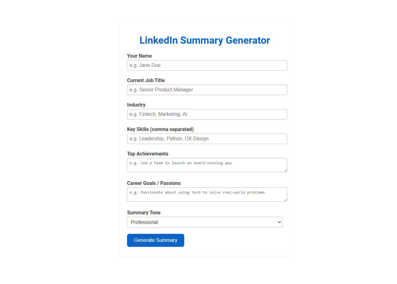Free Online Tool for Crafting Engaging LinkedIn Summaries