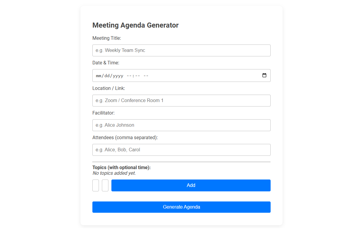 Boost Team Productivity with a Free Online Tool for Meeting Agenda Generation