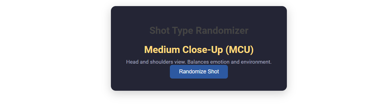 Free Online Tool for Generating Random Shot Types to Inspire Videographers