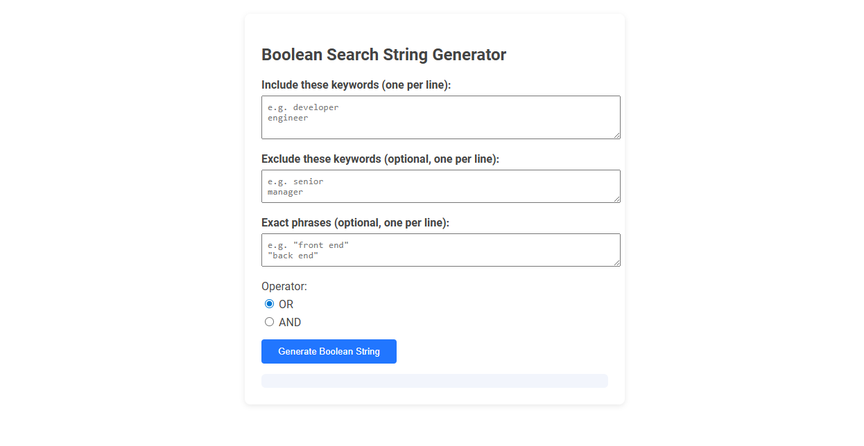 Free Online Tool for Boolean Search String Generation in Recruitment
