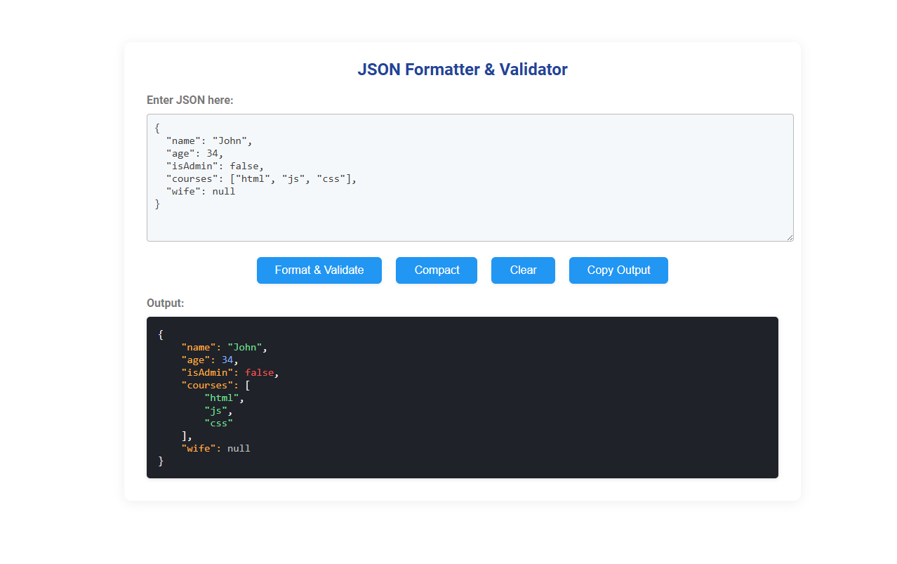 Free Online Tool for JSON Formatting and Validation in Developer Applications