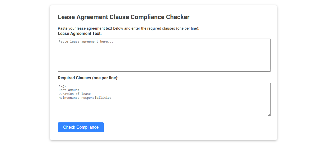 Free Online Tool for Lease Agreement Clause Compliance Checking