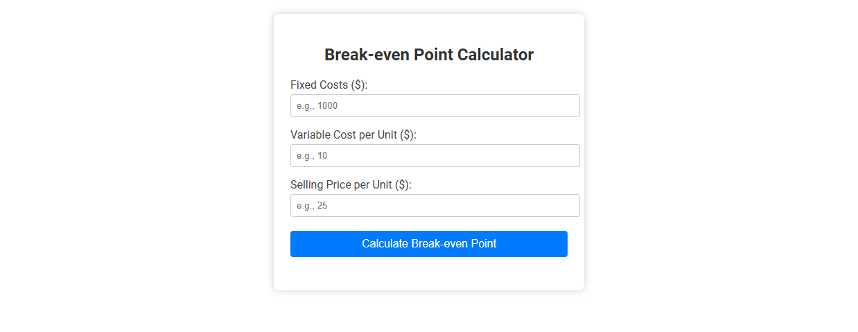 Free Online Tool for Accurate Break-even Point Calculation