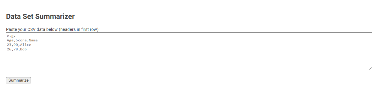 Free Online Tool for Dataset Summarization and Analysis