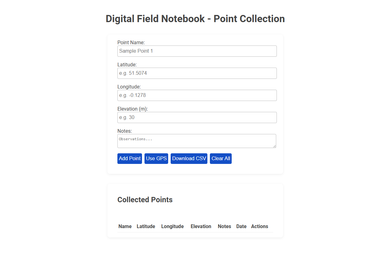 Free Online Tool for Digital Field Notebook and Point Collection for Surveyors