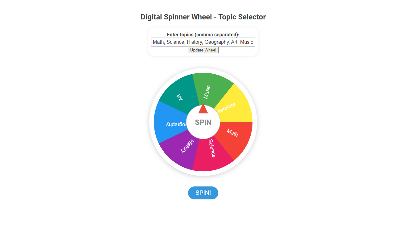 Free Online Tool for Random Topic Selection: Digital Spinner and Wheel for Trainers