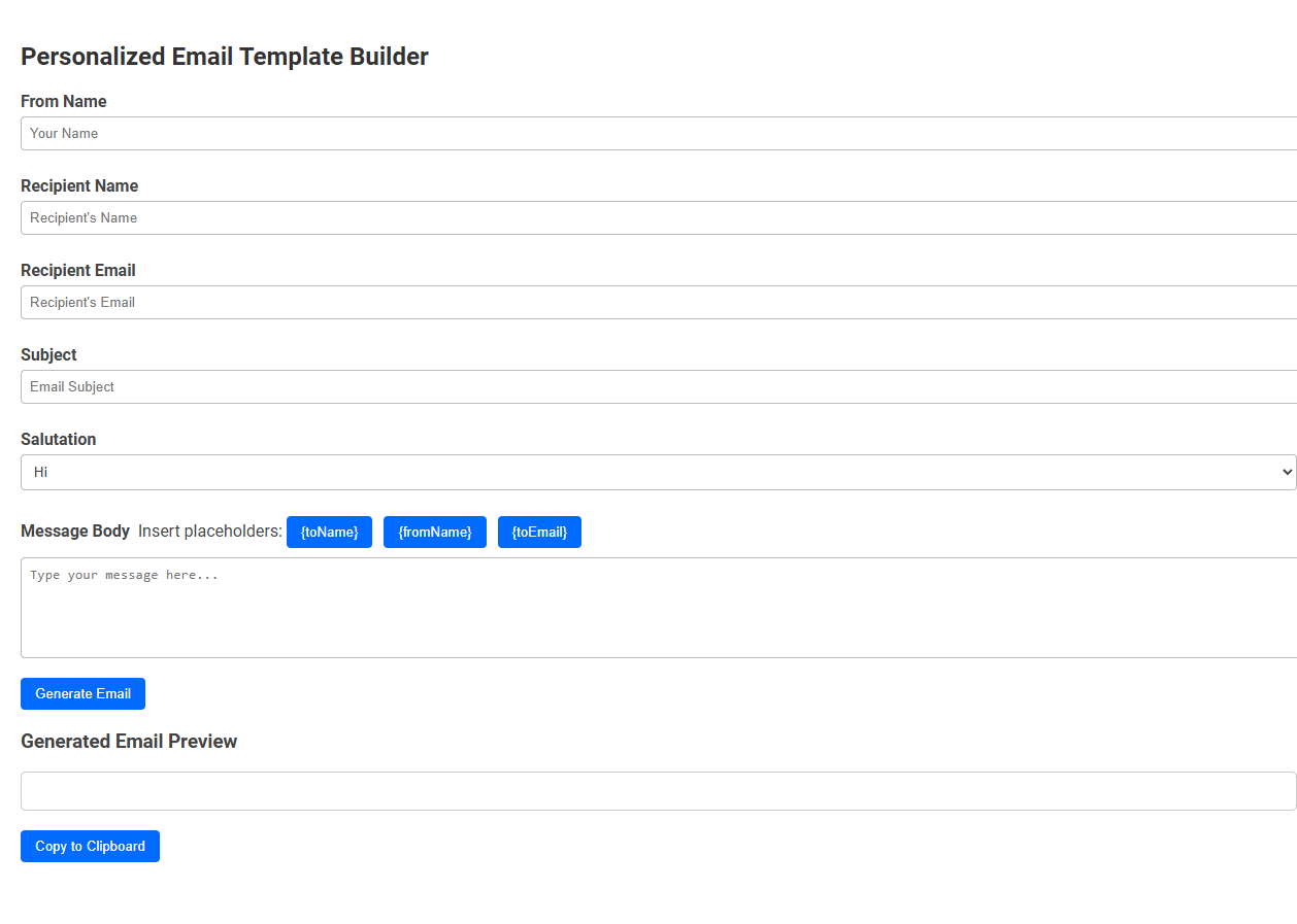 Free Online Tool for Personalized Email Template Creation for Recruiters