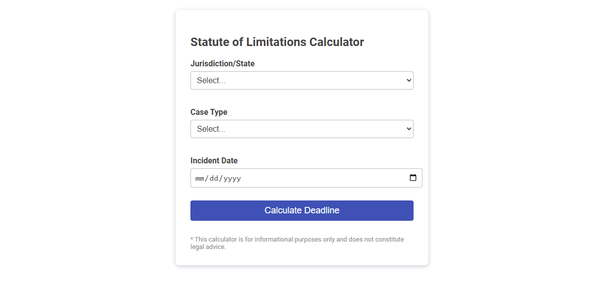 Free Online Tool for Statute of Limitations Calculation in Legal Cases
