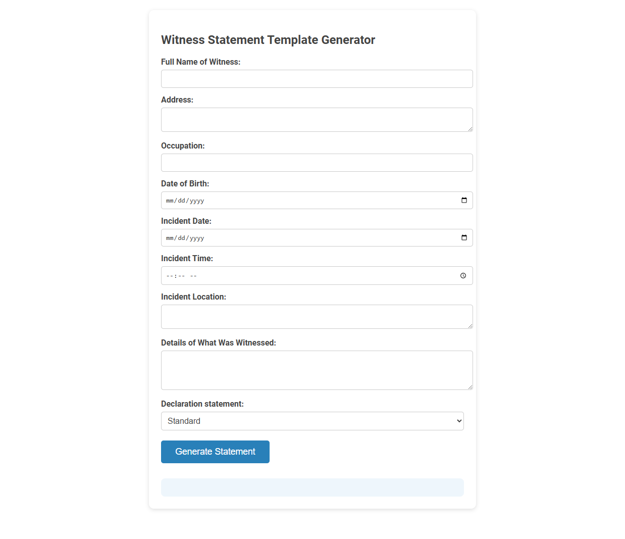 Free Online Tool for Creating Witness Statement Templates for Lawyers