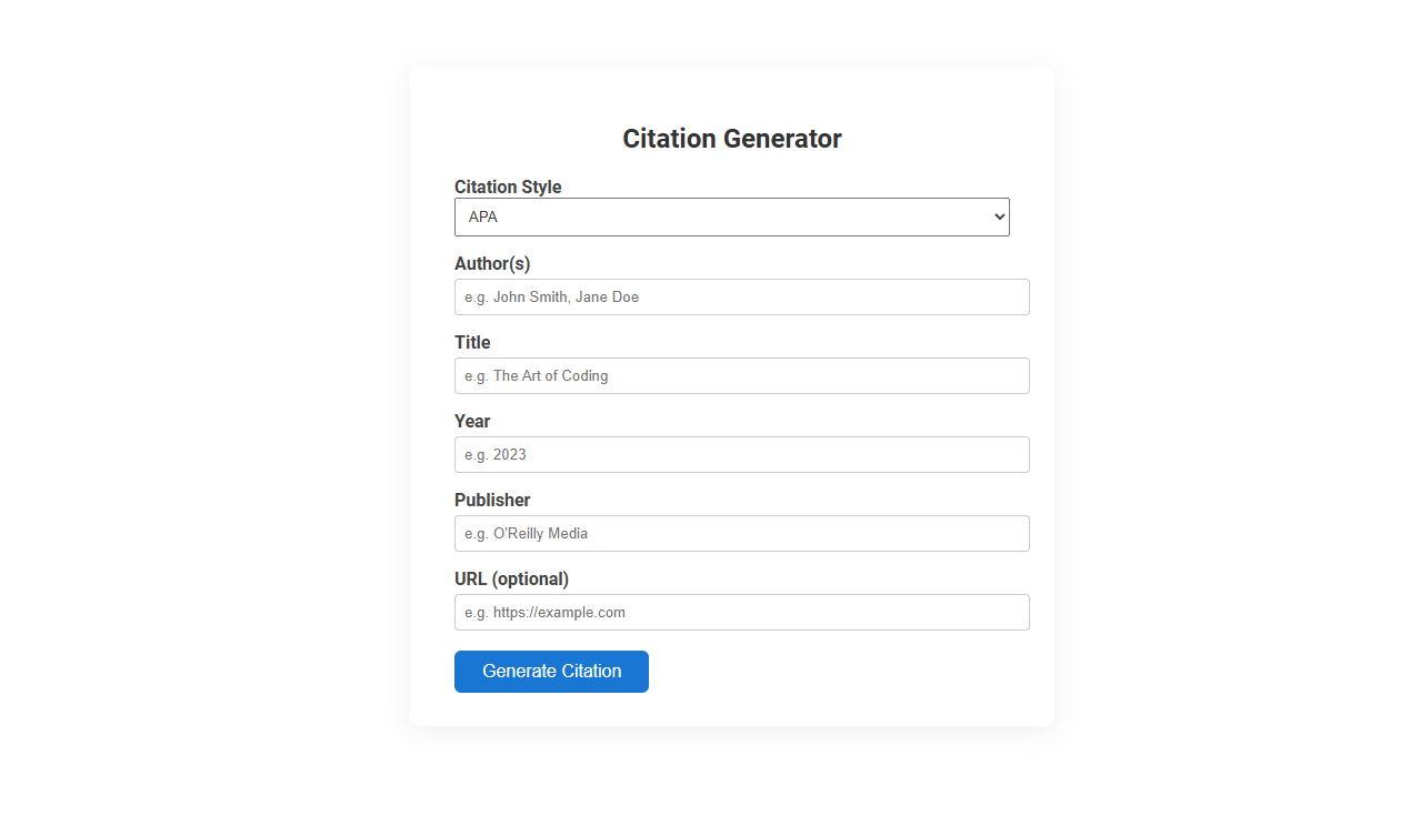 Free Online Tool for Effortless Citation Generation for Students
