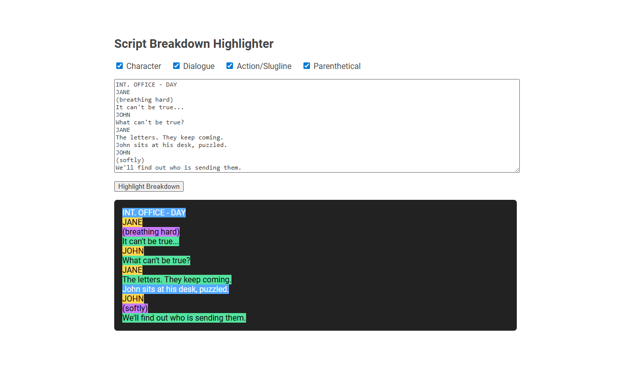 Script Breakdown Highlighter: Enhance Your Workflow with a Free Online Tool for Videographers