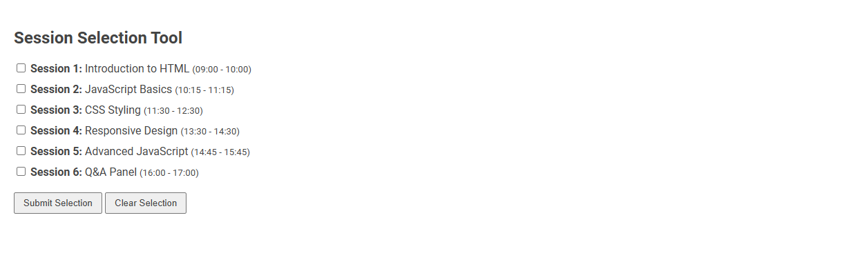 Free Online Tool for Effortless Event Session Selection