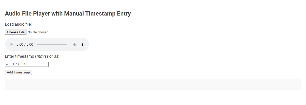Free Online Tool for Audio File Playback with Manual Timestamp Entry