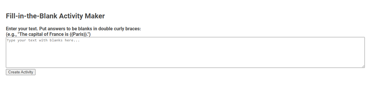 Free Online Tool for Creating Fill-in-the-Blank Activities in the Trainer Category