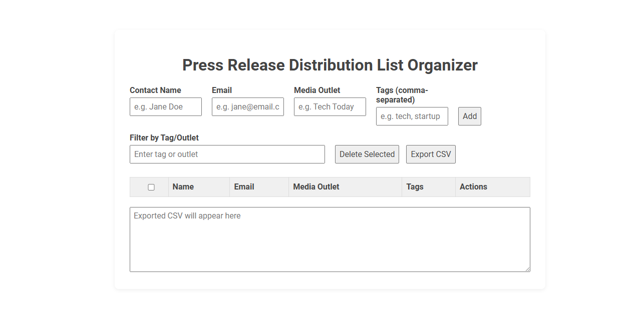 Free Online Tool for Effortless Press Release Distribution List Organization