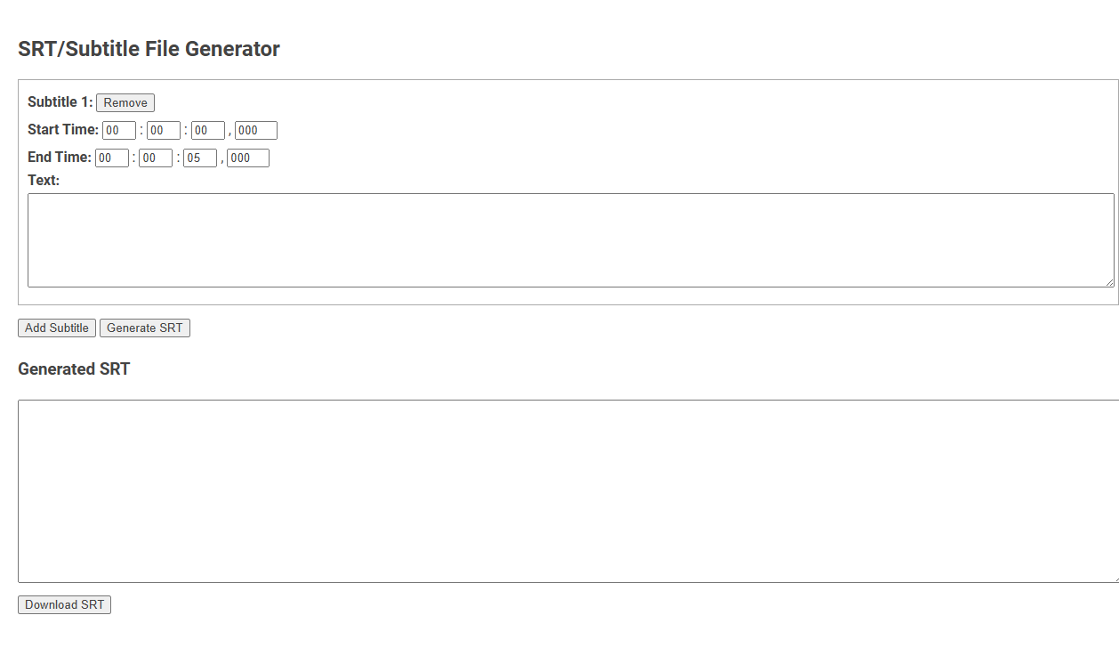 Free Online Tool for Effortless SRT Subtitle File Generation