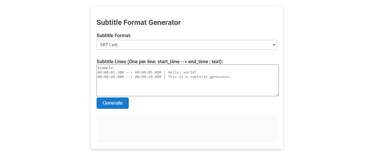 Free Online Tool for Subtitle Format Generation for Videographers