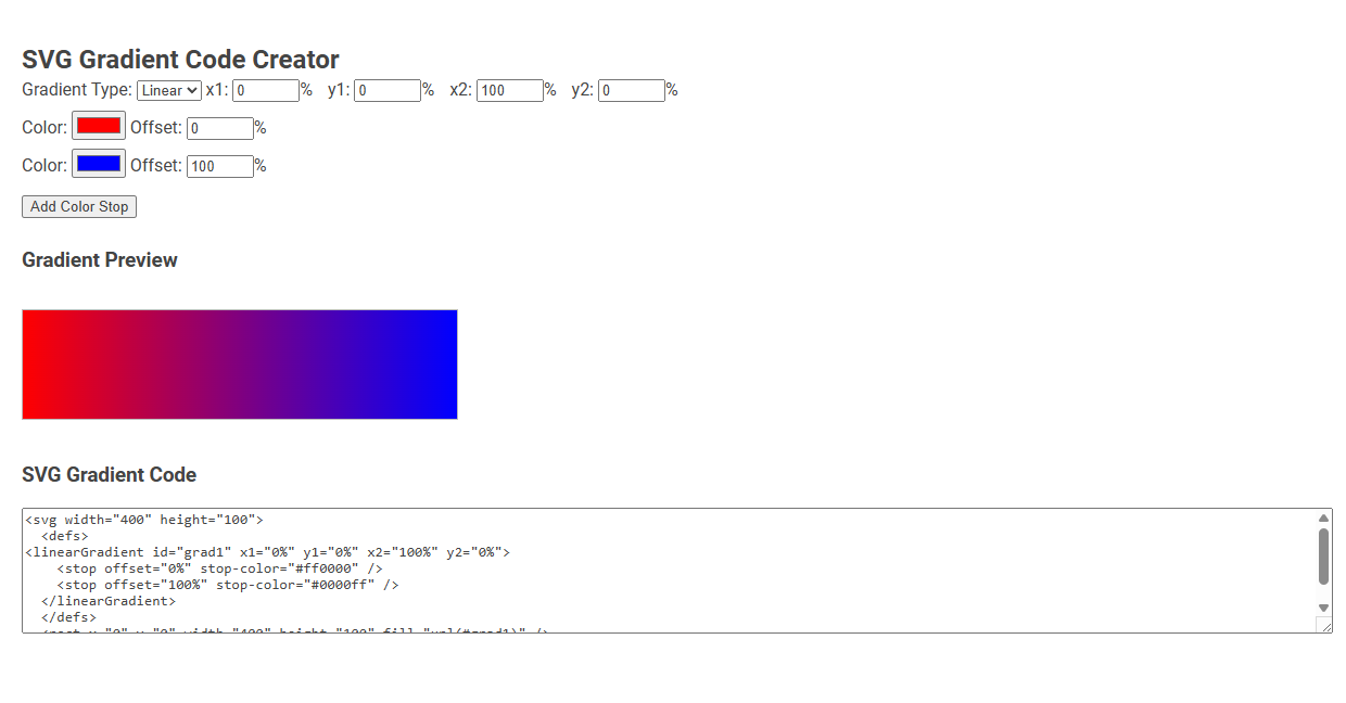 Free Online Tool for Creating SVG Gradient Code in the Illustrator Category