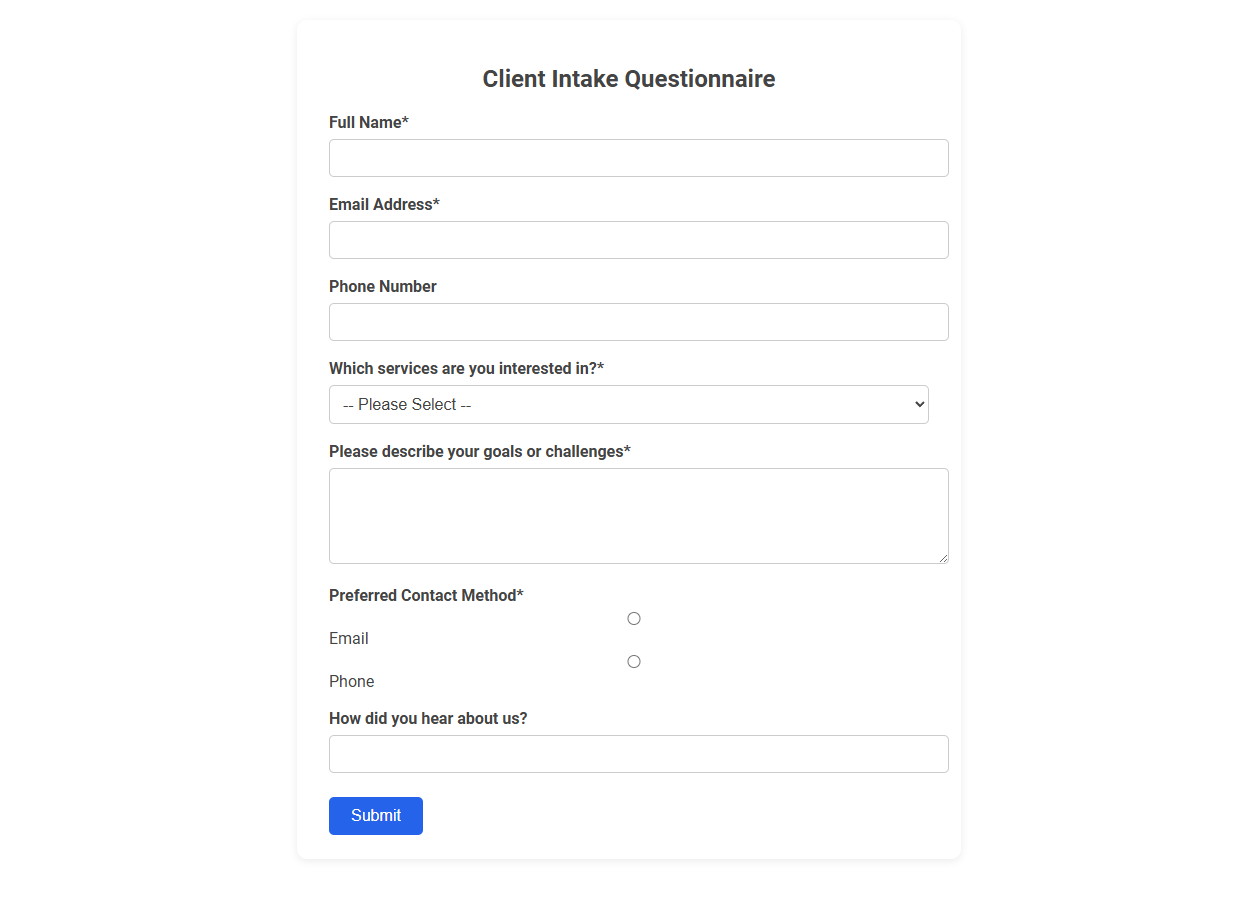 Free Online Tool for Streamlining Lawyer Client Intake Questionnaires