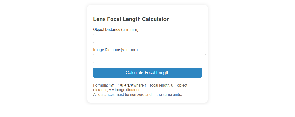 Free Online Tool for Accurate Lens Focal Length Calculation in Photography