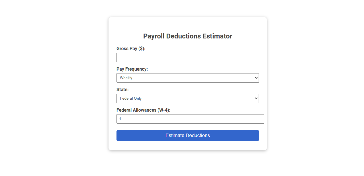 Free Online Tool for Accurate Payroll Deductions Estimator in Accounting