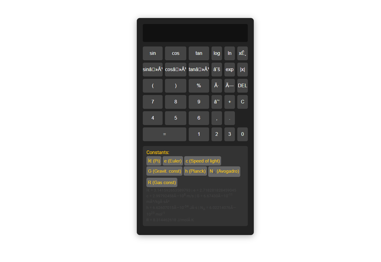 Free Online Tool for Advanced Scientific Calculations with Integrated Constants