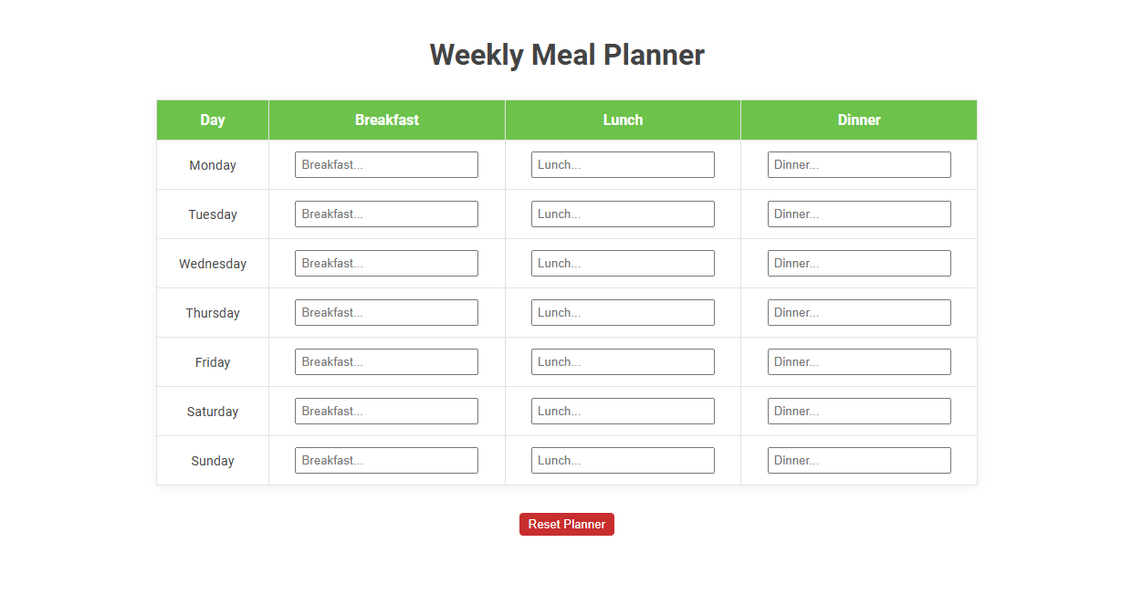 Free Online Tool for Effortless Weekly Meal Planning